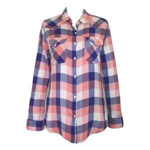 Hurley Womens Western Button‎ Up Shirt Size Small Plaid Long Sleeve Cowgirl